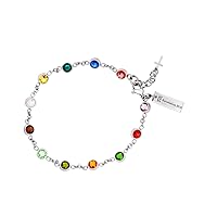 Shields of Strength Women's Gemstone Station Bracelet Inscribed with Revelation 21:5 Christian Bible Verse Faith Religious Jewelry