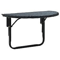 vidaXL Square Poly Rattan Balcony Table - Foldable, Weather-Resistant, Convenient Balcony Coffee Table with Powder-Coated Steel Frame, Black