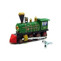 Retro Toy Wind Up Tin Toy, Home Decoration Adult Collection Toy Classic Green Train Spring Clockwork Toy