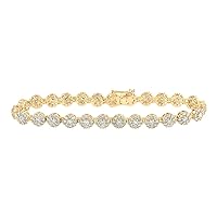 The Diamond Deal 10kt Yellow Gold Womens Round Diamond Fashion Bracelet 4-3/4 Cttw