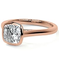 10K Rose Gold Cushion Cut Sterling Silver Solitaire Cathedral Engagement Ring