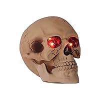 LED Skull Statue Light Life Size Human Skull with LED Light Up Eyes Night Light Skull Prop Glowing Skull Prop Decor for Horror Haunted House Party Dress Up Halloween Decor