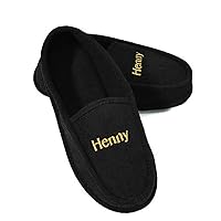 Henny Apparel House Shoes Black Corduroy Rubber Sole Men's Slippers