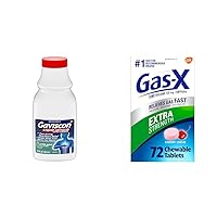 Extra Strength Cool Mint Liquid Antacid for Fast-Acting Heartburn Relief & Gas-X Extra Strength Chewable Gas Relief Tablets with Simethicone 125 mg for Bloating Relief, Cherry - 72 Count