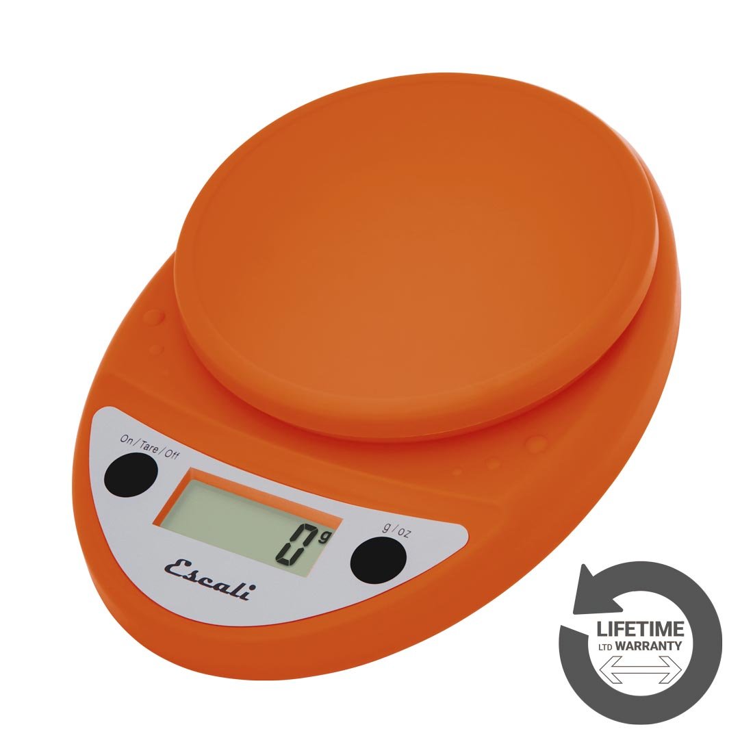 Escali Primo Digital Food Scale Multi-Functional Kitchen Scale and Baking Scale for Precise Weight Measuring and Portion Control, 8.5 x 6 x 1.5 inches, Pumpkin Orange