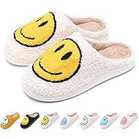 Smile Face Slippers for Women and Men Comfy Warm Plush Slip-On House Slipper for Winter Indoor Outdoor Soft Cushion Non-slip Fluffy Slides Slippers with Memory Foam for Girls Boys