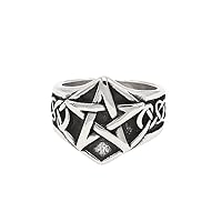 Mens Celtic Wiccan Pagan Pentagram Star Ring Stainless Steel Size 7-13