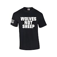 Men's Wolves Not Sheep Patriotic American Flag Sleeve Short Sleeve T-Shirt Graphic Tee
