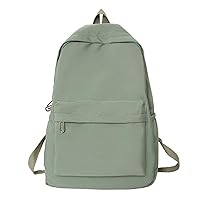 Women Waterproof Large Capacity Backpack Smooth Zipper Solid Color Daypack Bag Study Supply (Green)