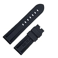 Fluorine Rubber 22mm 24mm Watch Band Silicone Watchband for Panerai Watch Strap (Color : Blk No Buckle, Size : 24mm)