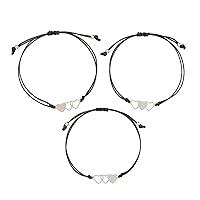PULABO 3-Piece Stainless Steel Heart-Shaped Wax Wire Braided Bracelet Friendship Bracelets Fashion Jewelry Pulseras Mujer Pulseras popular
