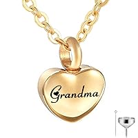 Personalized Custom gold Heart Urn Necklaces for Ashes Memorial Pendant Keepsake Cremation Jewelry