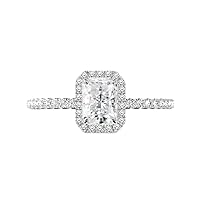 1.50 CT Radiant Cut Moissanite Engagement Ring Wedding Bridal Ring Set, Diamond Ring, Anniversary Solitaire Halo Accented Promise Vintage Antique Gold Silver Ring for Her