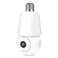 WiFi Light Bulb Cameras for Home Security 2K 360° PTZ Motion Sound Detection Tracking Alarm Light Socket Security Cameras Wireless Outdoor Indoor Color Night Vision 2-Way Talk 24/7 SD Cloud Storage
