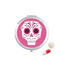 Pink Eyes Skull Mexico National Culture Illustration Pill Case Pocket Medicine Storage Box Container Dispenser