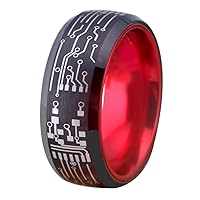 Computer Circuit Pattern Ring-8mm Width Tungsten Carbide Ring Wedding Ring and Engagement ring-Free Engraving Inside