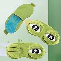 Funny Eye Mask for Sleeping, 2 in 1 Heated/Ice Sad Frog Eye Mask, Cute Anime Sleep Masks for Women Men, Cooling Eye Mask Cold Hot, Kids Sleep Mask, Eye Mask with Removable Ice Pack