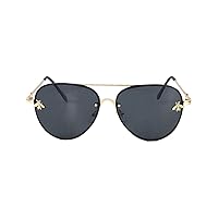 Fashion Culture Women's Buzzed Bee Charm 60mm Aviator Sunglasses (Black)