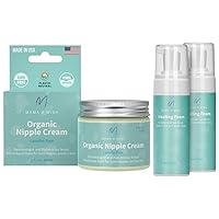 Organic Nipple Cream - Breastfeeding Balm | Witch Hazel Spray | Perineal Spray Postpartum Essentials Foam | Postpartum Spray - Perineal Healing Foam for Post Partum Care and Recovery 2Pack