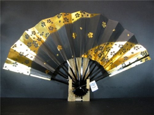 JAPANESE Sensu Fan With the wind Folding NEW sakura chree BLACK A243