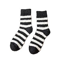 Warm Floor Socks Autumn Winter Soft Cozy Casual Middle Tube Male Socks Boys Men's Socks Striped Thick Plush