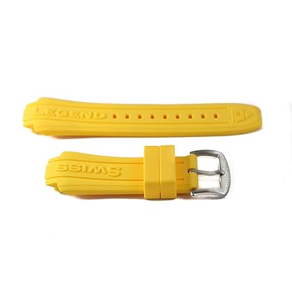 Swiss Legend 19MM Yellow Silicone Rubber Watch Strap & Silver Stainless Buckle fits 53mm Neptune Watch