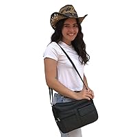 SILVERFEVER Medium Leather Handbag | Ladies Shoulder Bag | Organizer w Built in Wallet
