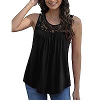 LETDIOSTO Women's Plus Size Tank Tops Loose Fit Lace Summer Sleeveless Shirts, M-3X