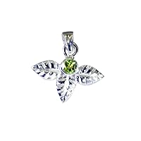 Cute 925 Sterling Silver Genuine Peridot Pendant for Girl's