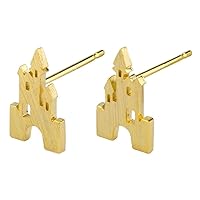 Joe Cool - Princess Castle Design Alloy Stud Earrings | 1.1cm H x 0.7cm W, Elegant Jewellery | Comes with Branded Backing Card, Gold, Tin Alloy