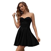 Women's Simple Homecoming Dresses Sweetheart Satin Short Cocktail Party Gowns