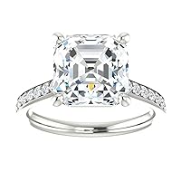 5 CT Asscher Colorless Moissanite Engagement Ring 925 Sterling Silver,10K/14K/18K Solid Gold Wedding Band Eternity Solitaire Ring Halo Ring Vintage Antique,Anniversary,Promise,Gift