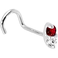 Body Candy Solid 14k White Gold 1.5mm Genuine Ruby Diamond Marquise Right Nose Stud Screw 20 Gauge 1/4