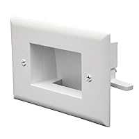 DataComm Electronics 45-0009-WH Easy Mount Recessed Low Voltage Slim Fit Cable Plate - White, 4.88
