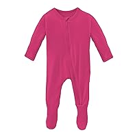 KicKee Solid Color Footie with Zipper, Jammies, Stylish One-Piece Pajamas, Comfortable Sleepwear for Babies and Kids (Calypso - 3-6 Months)