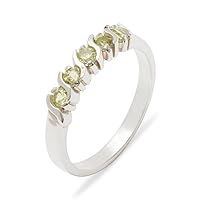 Solid 750 18k White Gold Real Genuine Peridot Womens Eternity Band Ring