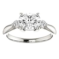 3 Carat Oval Cut Colorless Moissanite Three Stone Solitaire Engagement Rings for Women/Her, Wedding Bridal Set Handmade Jewelry