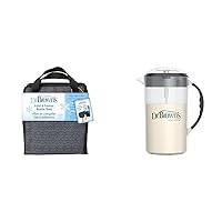 Fold & Freeze Bottle Tote, Breastfeeding Essential Cooler Bag & Baby Formula Mixing Pitcher with Adjustable Stopper, Locking Lid, & No Drip Spout
