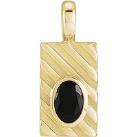 14k Yellow Gold Oval Natural Black Simulated Onyx 6x4mm Polished Mens Pendant Necklace Jewelry for Men