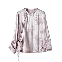 Women's Blouse Silk Pleating Side Belt Shirt 2701