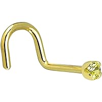 Body Candy Solid 18k Yellow Gold 1.5mm (0.015 cttw) Genuine Yellow Diamond Right Nose Stud Screw 20 Gauge 1/4