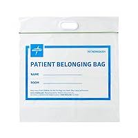 Medline Plastic Patient Belongings Bag with Patch Handle, Zipper Closure, Printed, Clear, 20 x 21 x 4 Inch