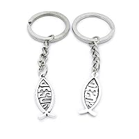 Metal Antique Silver Color Keychains Keyrings DW7N0 Jesus Christian Fish Key Chain Ring