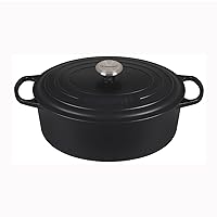 Le Creuset 6 3/4 Qt. Signature Oval Dutch Oven w/Additional Engraved Personalized Stainless Steel Knob - Licorice