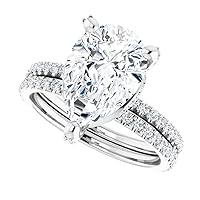 4 CT Pear Cut VVS1 Colorless Moissanite Engagement Ring Set, Wedding/Bridal Ring Set, Sterling Silver Vintage Antique Anniversary Promise Ring Set Gifts for Love