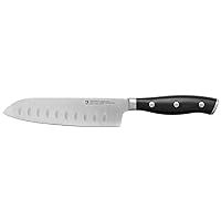 HENCKELS Forged Accent Razor-Sharp Hollow Edge Santoku Knife 5 Inch, German Engineered Informed by 100+ Years of Mastery,Black