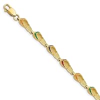 14k Gold Single Flip Flop With Alternating Color Straps Bracelet 7.25 Inch Measures 5mm Wide Jewelry for Women