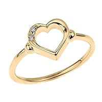 Modern Contemporary Rings 10K Yellow Gold Diamond Accented Open Heart Ring with Pavé Set Gems (J-K Color, I1-I2 Clarity)