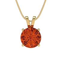Clara Pucci 1.55ct Round Cut unique Fine jewelry Fancy Red Cubic Zirconia Gem Solitaire Pendant With 16