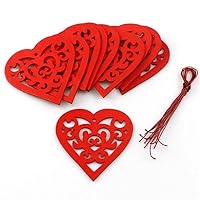 Tiz Heart-Shaped Wooden Slices Red Heart